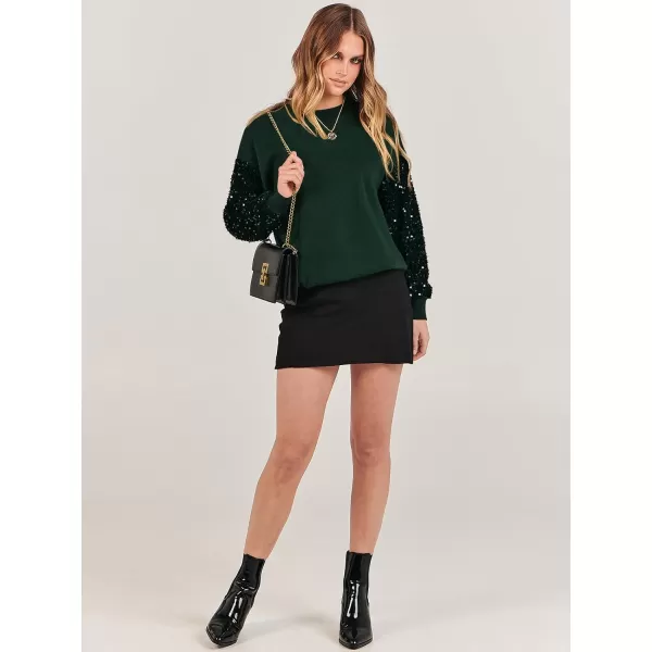 imageANRABESS Womens 2023 Trendy Sweaters Long Sleeve Crewneck Cable Knit Pullover Oversized Casual Chunky TopsDark Green 02
