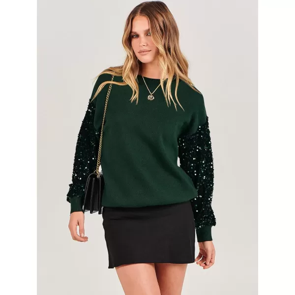 imageANRABESS Womens 2023 Trendy Sweaters Long Sleeve Crewneck Cable Knit Pullover Oversized Casual Chunky TopsDark Green 02