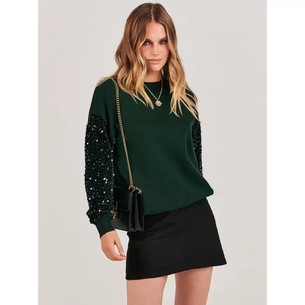 imageANRABESS Womens 2023 Trendy Sweaters Long Sleeve Crewneck Cable Knit Pullover Oversized Casual Chunky TopsDark Green 02