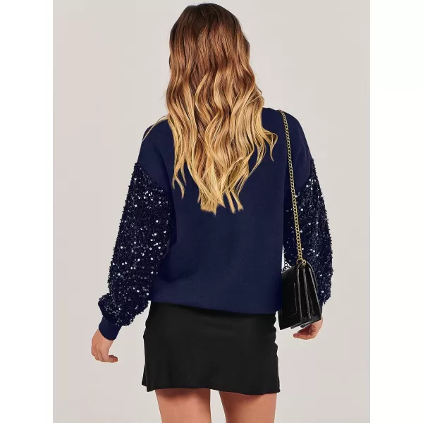 imageANRABESS Womens 2023 Trendy Sweaters Long Sleeve Crewneck Cable Knit Pullover Oversized Casual Chunky TopsDeep Blue