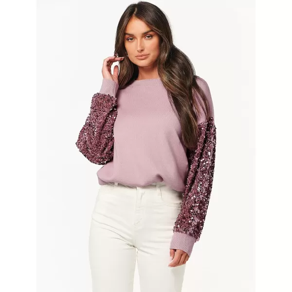 imageANRABESS Womens 2023 Trendy Sweaters Long Sleeve Crewneck Cable Knit Pullover Oversized Casual Chunky TopsPink