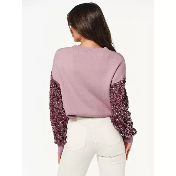 imageANRABESS Womens 2023 Trendy Sweaters Long Sleeve Crewneck Cable Knit Pullover Oversized Casual Chunky TopsPink