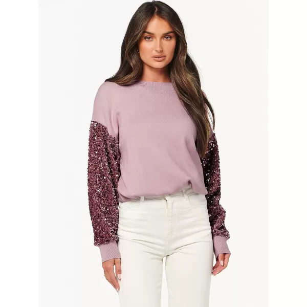 imageANRABESS Womens 2023 Trendy Sweaters Long Sleeve Crewneck Cable Knit Pullover Oversized Casual Chunky TopsPink