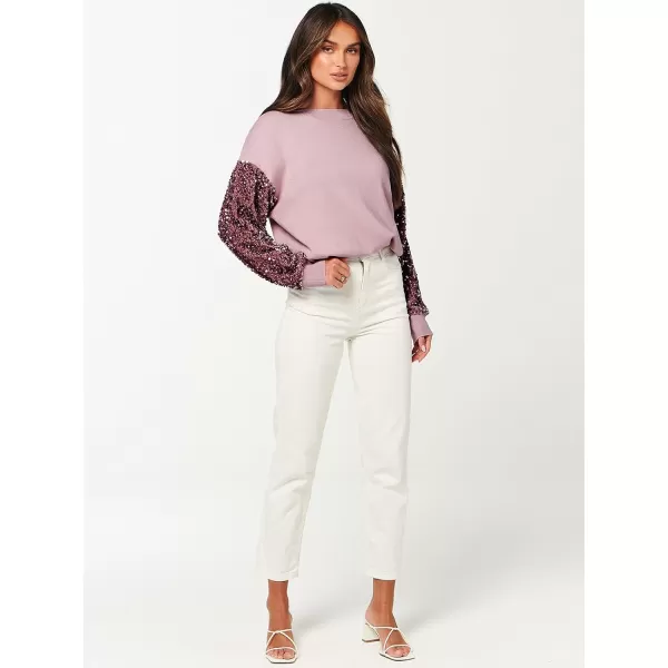 imageANRABESS Womens 2023 Trendy Sweaters Long Sleeve Crewneck Cable Knit Pullover Oversized Casual Chunky TopsPink