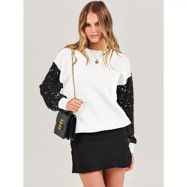 imageANRABESS Womens 2023 Trendy Sweaters Long Sleeve Crewneck Cable Knit Pullover Oversized Casual Chunky TopsWhite