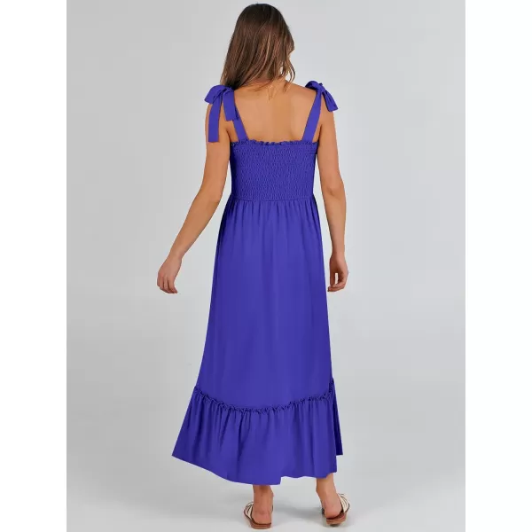 imageANRABESS Womens 2024 Summer Casual Spaghetti Strap Square Neck Smocked Flowy A Line Beach Long Maxi Sun DressRoyal Blue