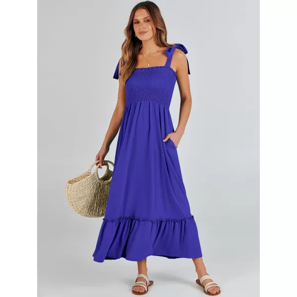 imageANRABESS Womens 2024 Summer Casual Spaghetti Strap Square Neck Smocked Flowy A Line Beach Long Maxi Sun DressRoyal Blue