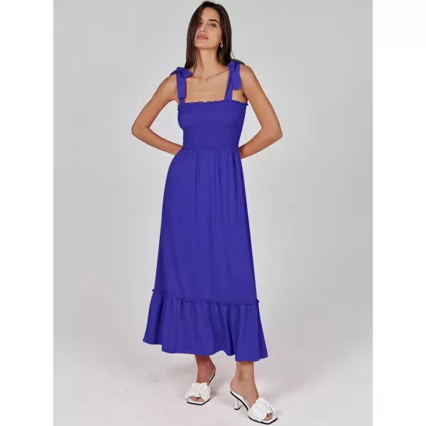 imageANRABESS Womens 2024 Summer Casual Spaghetti Strap Square Neck Smocked Flowy A Line Beach Long Maxi Sun DressRoyal Blue