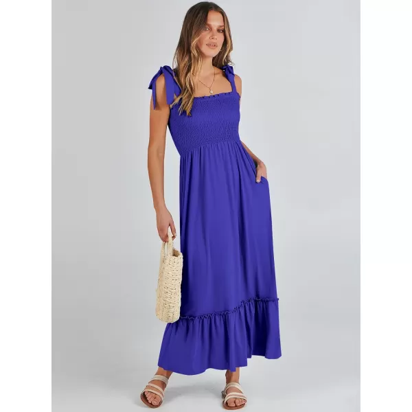 imageANRABESS Womens 2024 Summer Casual Spaghetti Strap Square Neck Smocked Flowy A Line Beach Long Maxi Sun DressRoyal Blue