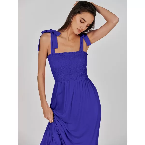 imageANRABESS Womens 2024 Summer Casual Spaghetti Strap Square Neck Smocked Flowy A Line Beach Long Maxi Sun DressRoyal Blue