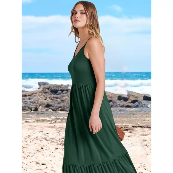 imageANRABESS Womens 2024 Summer Dress Casual V Neck Spaghetti Strap Swing Dresses Flowy Beach Vacation Maxi SundressGreen