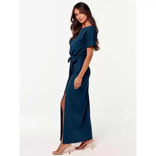 imageANRABESS Womens Batwing Sleeve Tie Waist Long Dresses Formal Party Wedding Guest Side Split Maxi Dress02blue