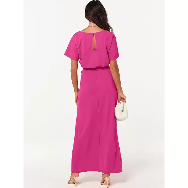 imageANRABESS Womens Batwing Sleeve Tie Waist Long Dresses Formal Party Wedding Guest Side Split Maxi Dress03rose