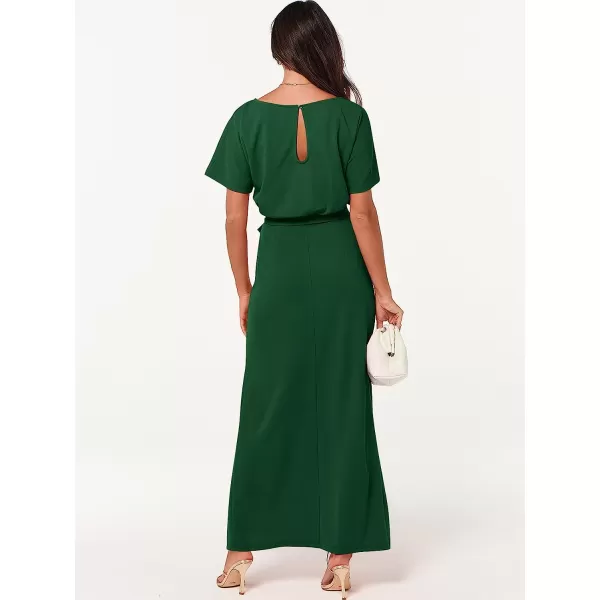 imageANRABESS Womens Batwing Sleeve Tie Waist Long Dresses Formal Party Wedding Guest Side Split Maxi Dress04green
