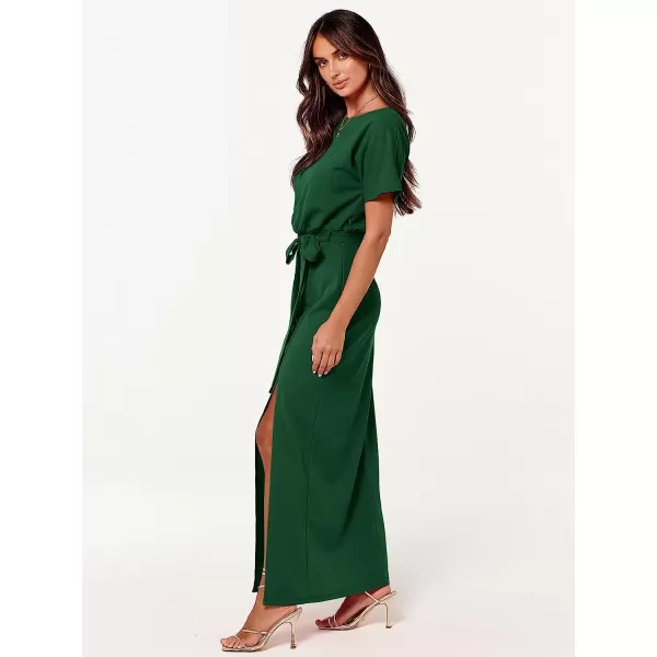 imageANRABESS Womens Batwing Sleeve Tie Waist Long Dresses Formal Party Wedding Guest Side Split Maxi Dress04green