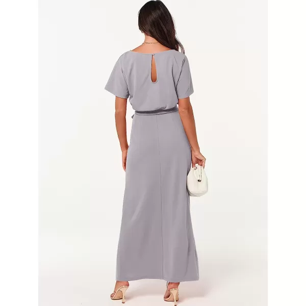 imageANRABESS Womens Batwing Sleeve Tie Waist Long Dresses Formal Party Wedding Guest Side Split Maxi Dress06gray