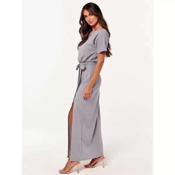 imageANRABESS Womens Batwing Sleeve Tie Waist Long Dresses Formal Party Wedding Guest Side Split Maxi Dress06gray