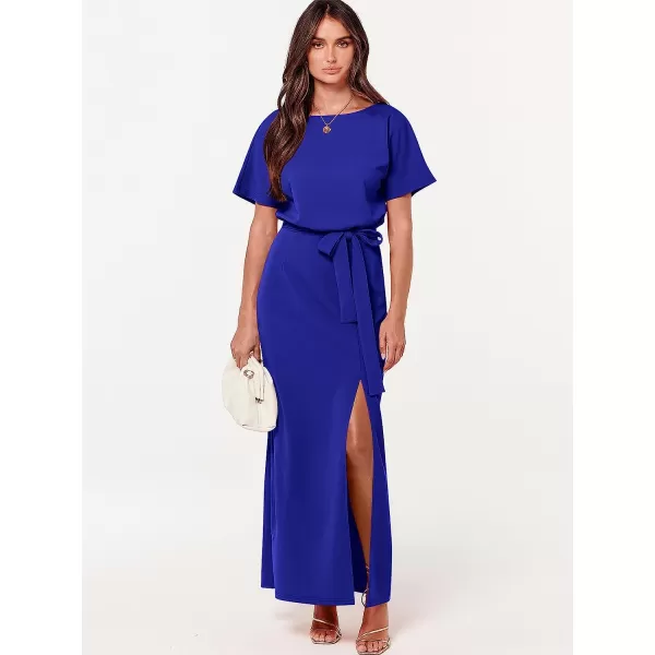 imageANRABESS Womens Batwing Sleeve Tie Waist Long Dresses Formal Party Wedding Guest Side Split Maxi Dress07royal Blue