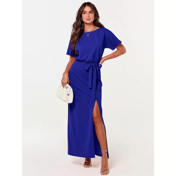 imageANRABESS Womens Batwing Sleeve Tie Waist Long Dresses Formal Party Wedding Guest Side Split Maxi Dress07royal Blue