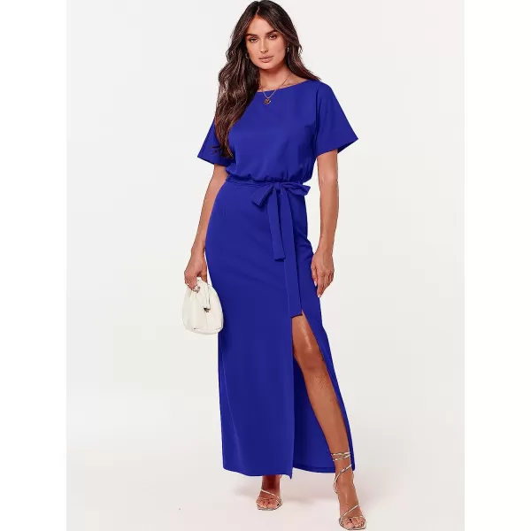imageANRABESS Womens Batwing Sleeve Tie Waist Long Dresses Formal Party Wedding Guest Side Split Maxi Dress07royal Blue