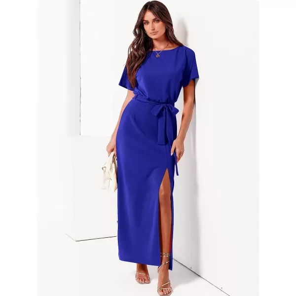 imageANRABESS Womens Batwing Sleeve Tie Waist Long Dresses Formal Party Wedding Guest Side Split Maxi Dress07royal Blue
