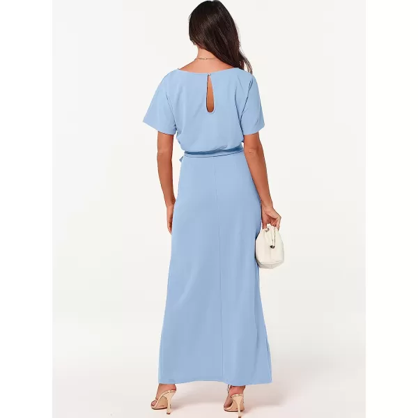 imageANRABESS Womens Batwing Sleeve Tie Waist Long Dresses Formal Party Wedding Guest Side Split Maxi Dress09light Blue