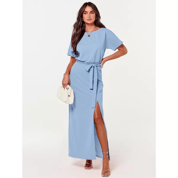 imageANRABESS Womens Batwing Sleeve Tie Waist Long Dresses Formal Party Wedding Guest Side Split Maxi Dress09light Blue