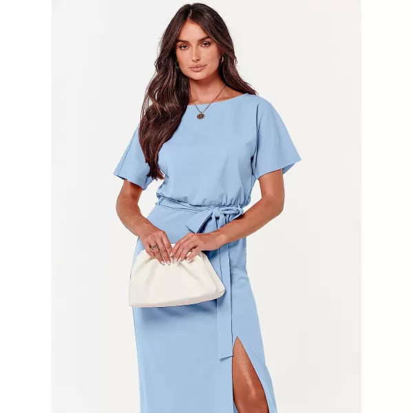 imageANRABESS Womens Batwing Sleeve Tie Waist Long Dresses Formal Party Wedding Guest Side Split Maxi Dress09light Blue