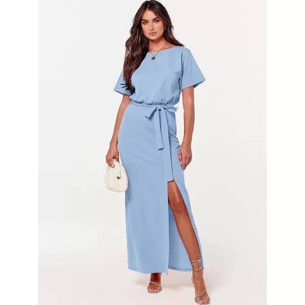 imageANRABESS Womens Batwing Sleeve Tie Waist Long Dresses Formal Party Wedding Guest Side Split Maxi Dress09light Blue