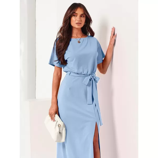 imageANRABESS Womens Batwing Sleeve Tie Waist Long Dresses Formal Party Wedding Guest Side Split Maxi Dress09light Blue