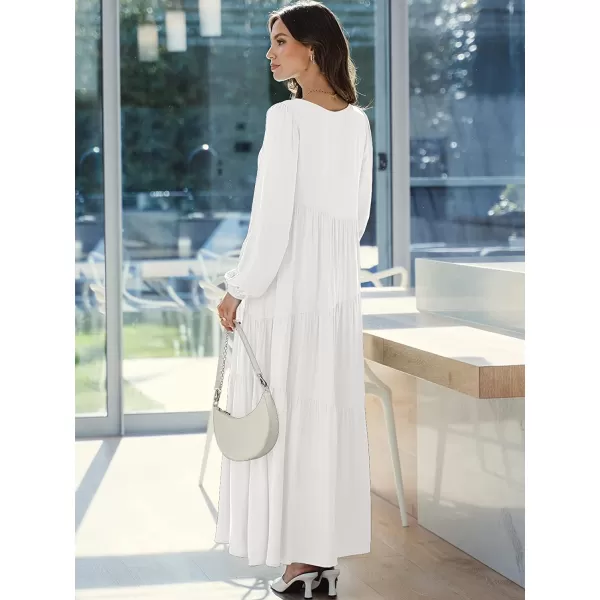 imageANRABESS Womens Boho Casual Loose Puff Long Sleeve Crewneck Asymmetric Tiered Beach Maxi Long DressWhite