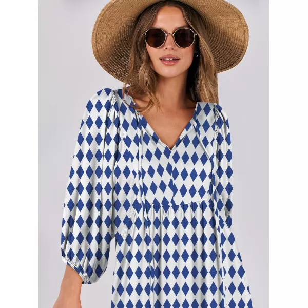 imageANRABESS Womens Boho Maxi Dresses 2024 Summer V Neck Puff Sleeve Casual Flowy Swing ALine Long Beach DressBlue
