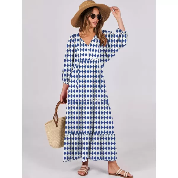 imageANRABESS Womens Boho Maxi Dresses 2024 Summer V Neck Puff Sleeve Casual Flowy Swing ALine Long Beach DressBlue