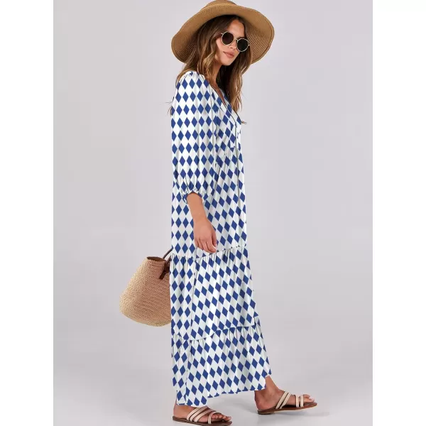 imageANRABESS Womens Boho Maxi Dresses 2024 Summer V Neck Puff Sleeve Casual Flowy Swing ALine Long Beach DressBlue