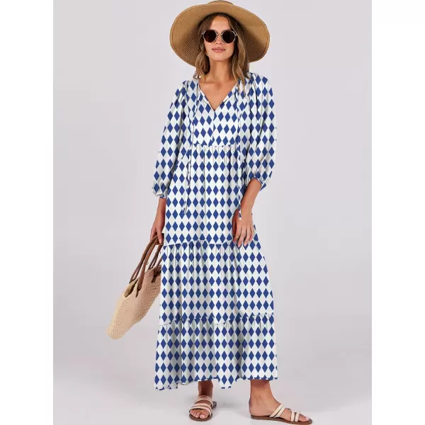 imageANRABESS Womens Boho Maxi Dresses 2024 Summer V Neck Puff Sleeve Casual Flowy Swing ALine Long Beach DressBlue