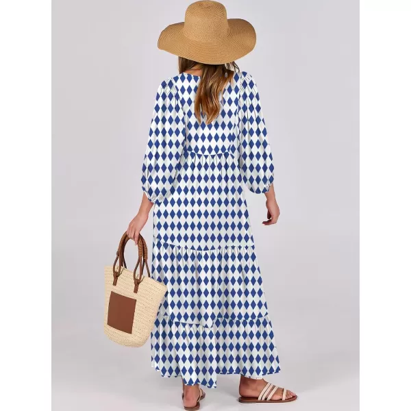 imageANRABESS Womens Boho Maxi Dresses 2024 Summer V Neck Puff Sleeve Casual Flowy Swing ALine Long Beach DressBlue