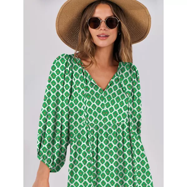 imageANRABESS Womens Boho Maxi Dresses 2024 Summer V Neck Puff Sleeve Casual Flowy Swing ALine Long Beach DressLight Green