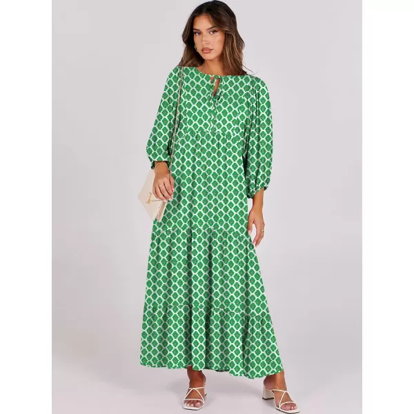 imageANRABESS Womens Boho Maxi Dresses 2024 Summer V Neck Puff Sleeve Casual Flowy Swing ALine Long Beach DressLight Green
