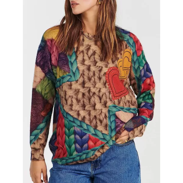 imageANRABESS Womens Boho Sweater Long Sleeve Crewneck Casual Loose Oversized Graphic Pullover Sweater TopGraphic 02