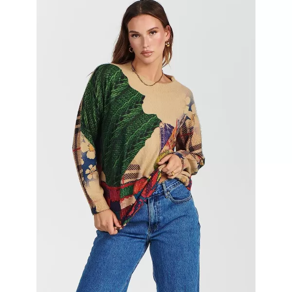 imageANRABESS Womens Boho Sweater Long Sleeve Crewneck Casual Loose Oversized Graphic Pullover Sweater TopGraphic 06