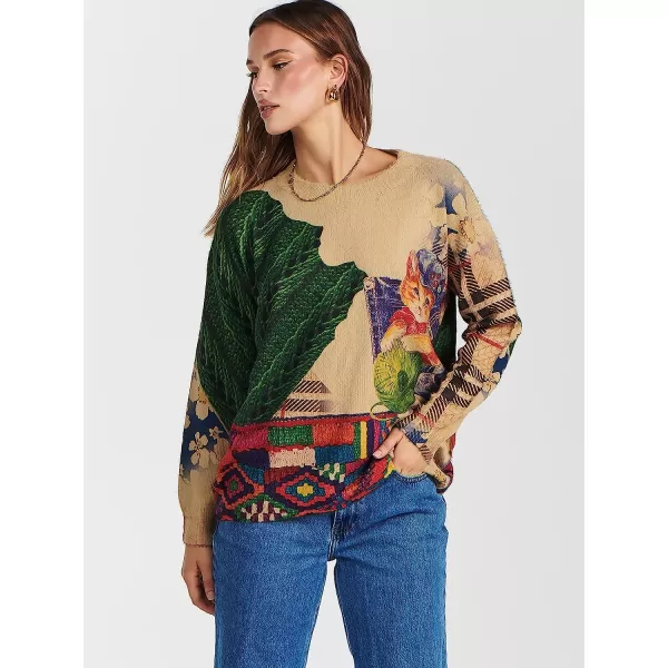 imageANRABESS Womens Boho Sweater Long Sleeve Crewneck Casual Loose Oversized Graphic Pullover Sweater TopGraphic 06