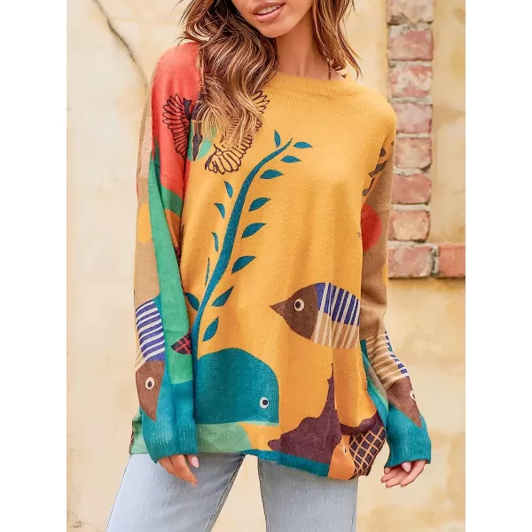imageANRABESS Womens Boho Sweater Long Sleeve Crewneck Casual Loose Oversized Graphic Pullover Sweater TopGraphic 07