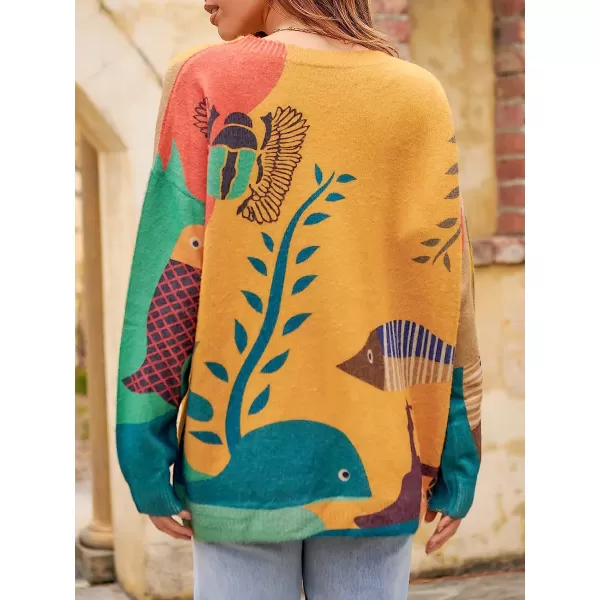 imageANRABESS Womens Boho Sweater Long Sleeve Crewneck Casual Loose Oversized Graphic Pullover Sweater TopGraphic 07