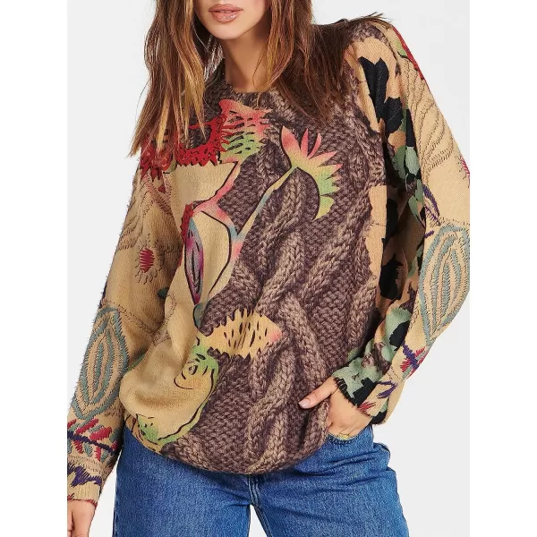 imageANRABESS Womens Boho Sweater Long Sleeve Crewneck Casual Loose Oversized Graphic Pullover Sweater TopGraphic 09