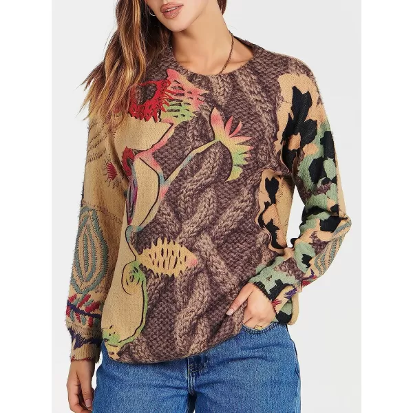 imageANRABESS Womens Boho Sweater Long Sleeve Crewneck Casual Loose Oversized Graphic Pullover Sweater TopGraphic 09