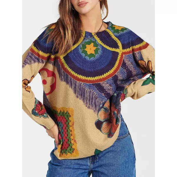 imageANRABESS Womens Boho Sweater Long Sleeve Crewneck Casual Loose Oversized Graphic Pullover Sweater TopGraphic 14