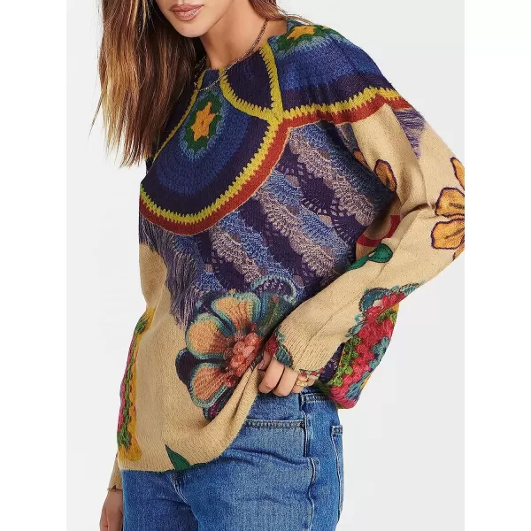 imageANRABESS Womens Boho Sweater Long Sleeve Crewneck Casual Loose Oversized Graphic Pullover Sweater TopGraphic 14