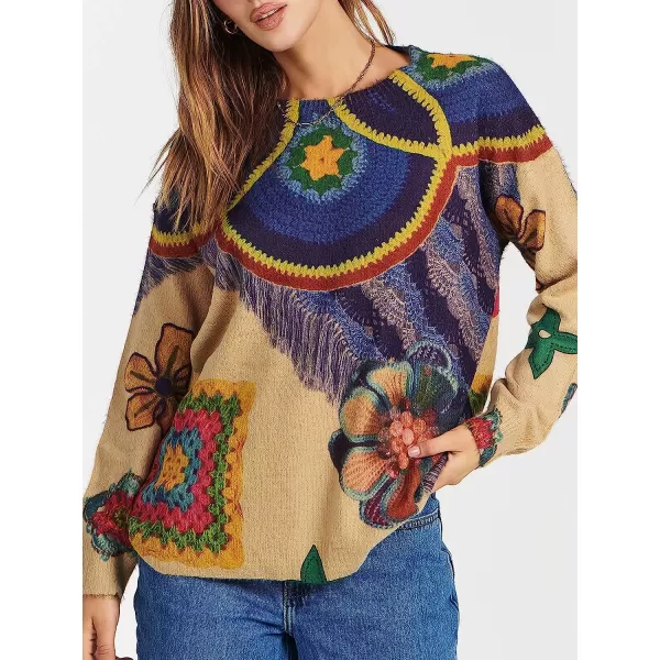 imageANRABESS Womens Boho Sweater Long Sleeve Crewneck Casual Loose Oversized Graphic Pullover Sweater TopGraphic 14