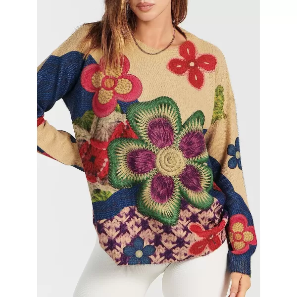 imageANRABESS Womens Boho Sweater Long Sleeve Crewneck Casual Loose Oversized Graphic Pullover Sweater TopGraphic 15