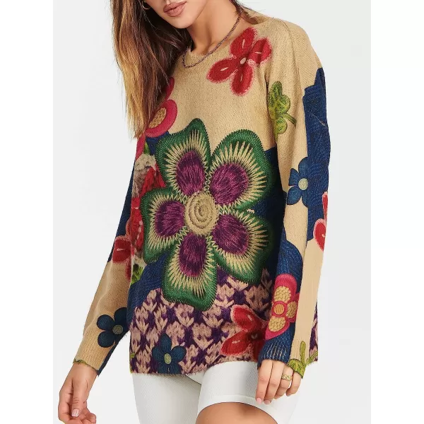 imageANRABESS Womens Boho Sweater Long Sleeve Crewneck Casual Loose Oversized Graphic Pullover Sweater TopGraphic 15